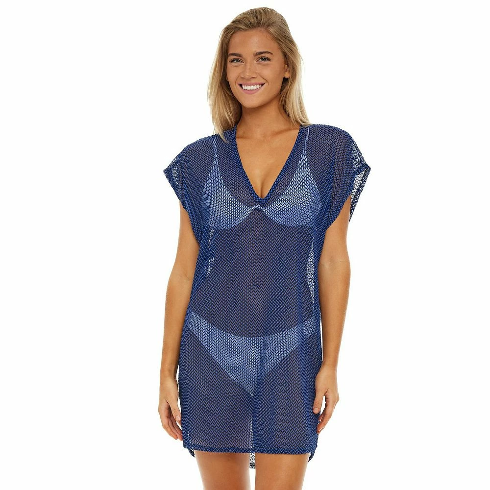 Women's Jordan Taylor Herringbone Sheer Swim Cover-Up Tunic - Image 2