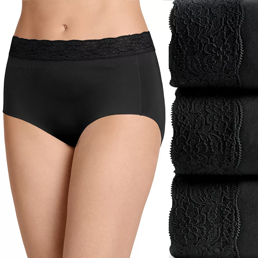 Jockey® No Panty Line Promise® Lace-Trim Full Rise 3-Pack Briefs 1876