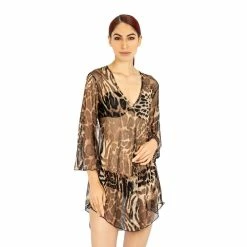Women's Jordan Taylor Animal Print Sheer Swim Cover-Up Tunic