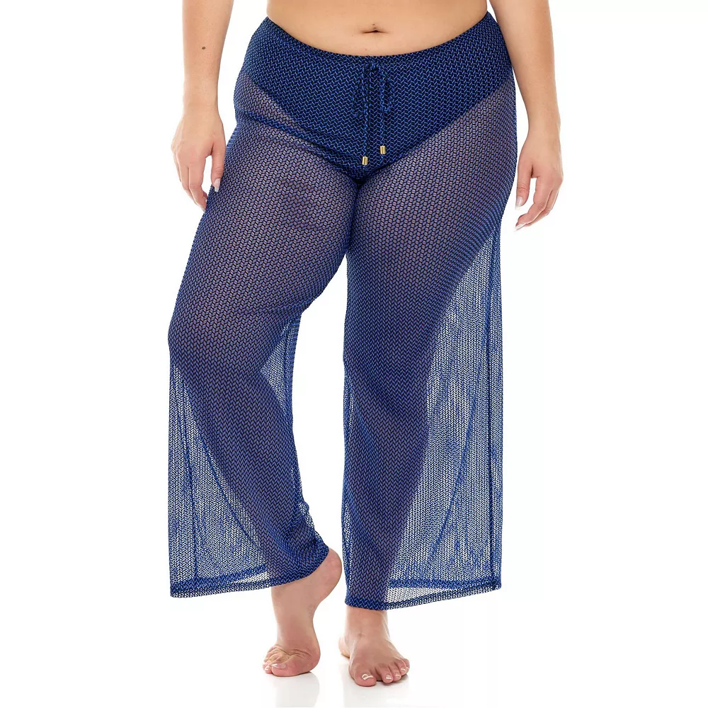 Plus Size Jordan Taylor Sheer Herringbone Swim Cover-Up Pants