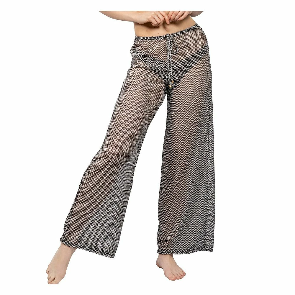 Plus Size Jordan Taylor Sheer Herringbone Swim Cover-Up Pants - Image 3