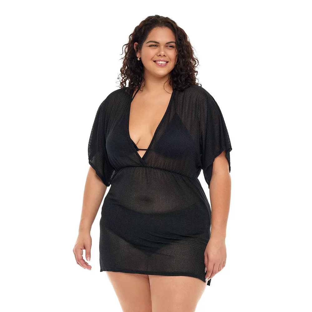 Plus Size Jordan Taylor Textured Dolman Swim Cover-Up Tunic - Image 2